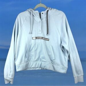 Under Armour Women's Sky Blue Loose Fit Pullover Hoodie Half Snap Large Pastel